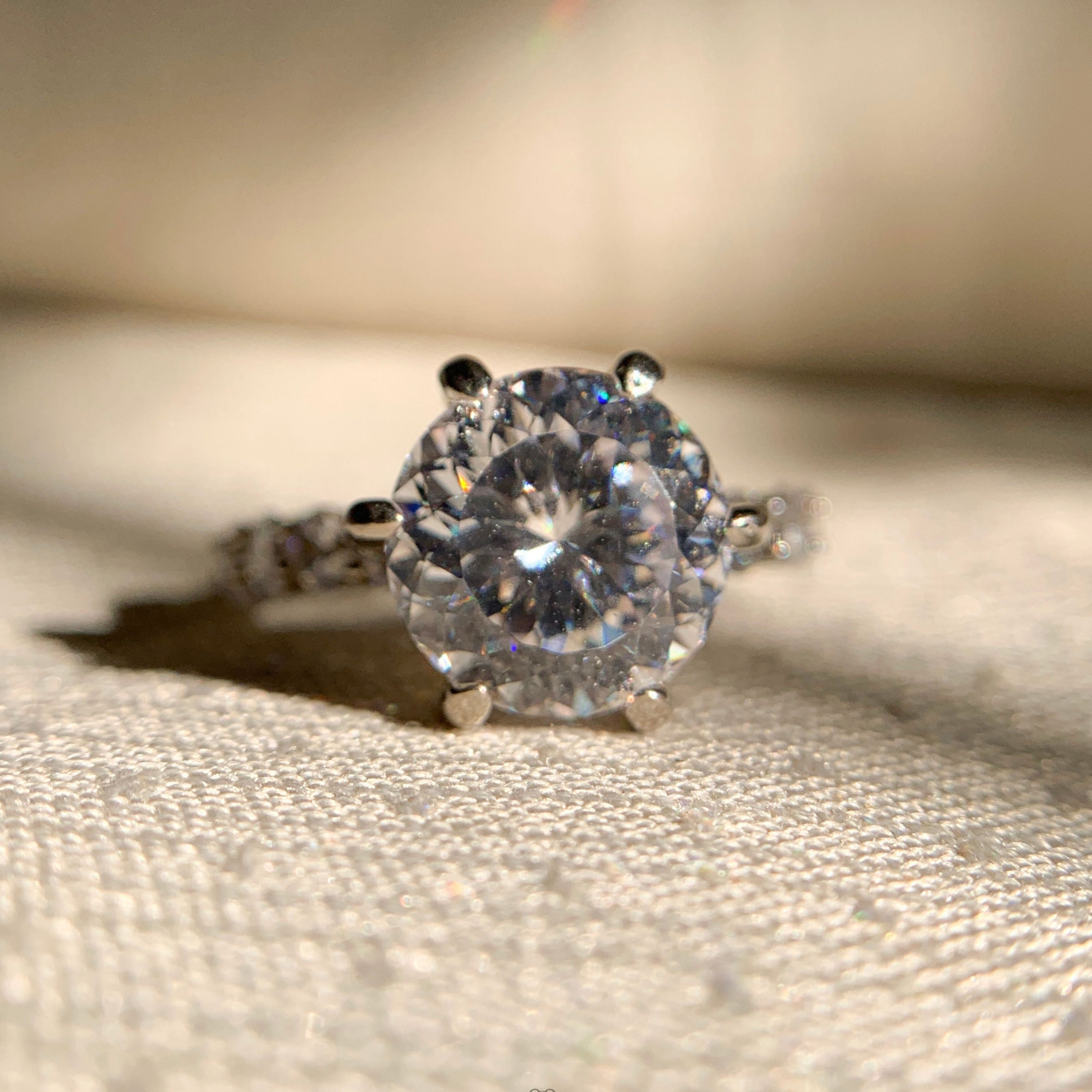 Vintage-style Old European cut diamond engagement ring in white gold
